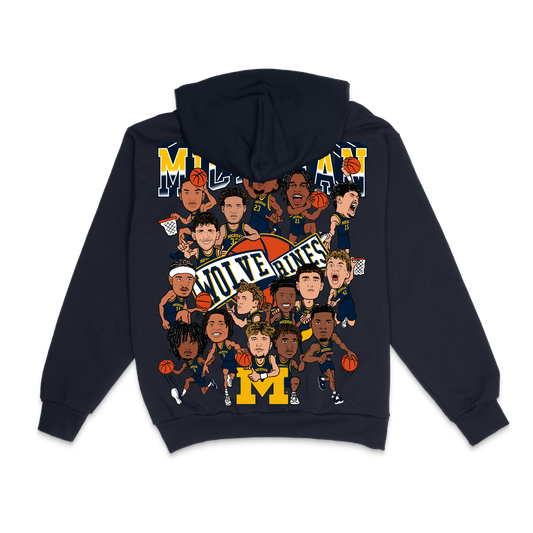 MICHIGAN CARICATURE HOODIE NAVY