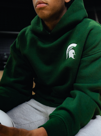 SPARTAN SCRIPT EMBROIDERED HOODIE GREEN