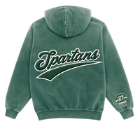 SPARTAN SCRIPT EMBROIDERED HOODIE EVERGREEN (POTASSIUM WASH)