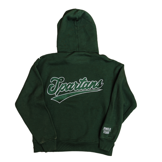SPARTAN SCRIPT EMBROIDERED HOODIE GREEN